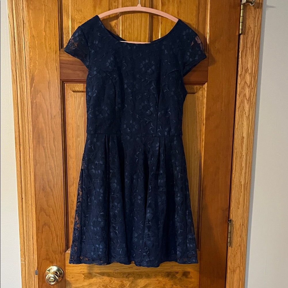Elegant Navy Lace Dress